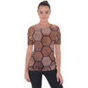 Wooden Triangles Texture, Wooden ,texture, Wooden Shoulder Cut Out Short Sleeve Top View1