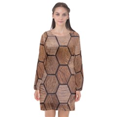 Wooden Triangles Texture, Wooden ,texture, Wooden Long Sleeve Chiffon Shift Dress  by nateshop