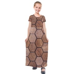 Wooden Triangles Texture, Wooden ,texture, Wooden Kids  Short Sleeve Maxi Dress by nateshop