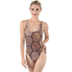 Wooden Triangles Texture, Wooden ,texture, Wooden High Leg Strappy Swimsuit by nateshop