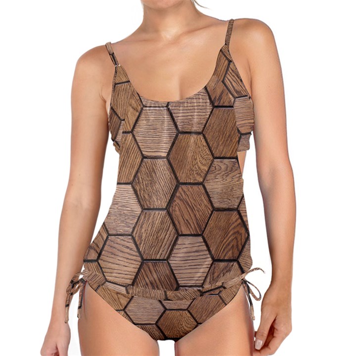 Wooden Triangles Texture, Wooden ,texture, Wooden Tankini Set