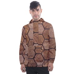 Wooden Triangles Texture, Wooden ,texture, Wooden Men s Front Pocket Pullover Windbreaker by nateshop