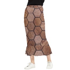 Wooden Triangles Texture, Wooden ,texture, Wooden Maxi Fishtail Chiffon Skirt by nateshop