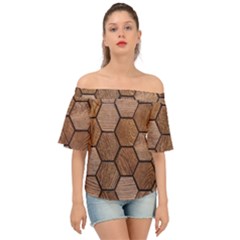 Wooden Triangles Texture, Wooden ,texture, Wooden Off Shoulder Short Sleeve Top by nateshop