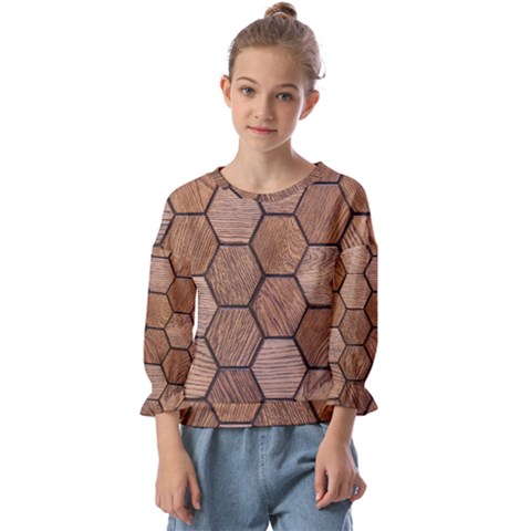 Wooden Triangles Texture, Wooden ,texture, Wooden Kids  Cuff Sleeve Top by nateshop