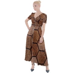 Wooden Triangles Texture, Wooden ,texture, Wooden Button Up Short Sleeve Maxi Dress by nateshop