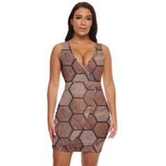 Wooden Triangles Texture, Wooden ,texture, Wooden Draped Bodycon Dress by nateshop