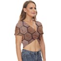 Wooden Triangles Texture, Wooden ,texture, Wooden Twist Front Crop Top View3