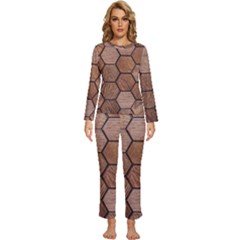 Wooden Triangles Texture, Wooden ,texture, Wooden Womens  Long Sleeve Lightweight Pajamas Set by nateshop