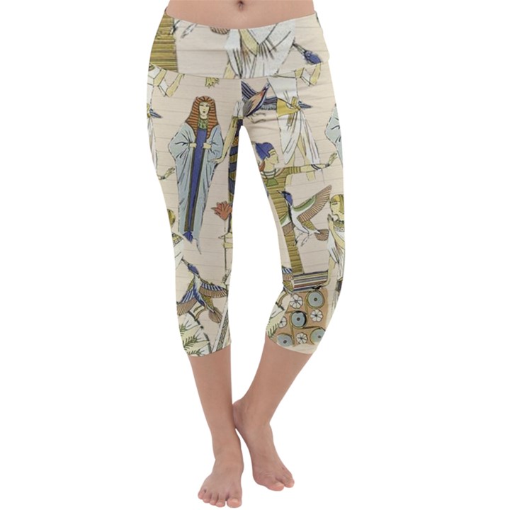 Egyptian Paper Woman Dress Design Capri Yoga Leggings