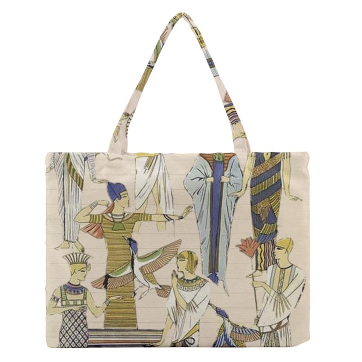 Egyptian Paper Woman Dress Design Zipper Medium Tote Bag