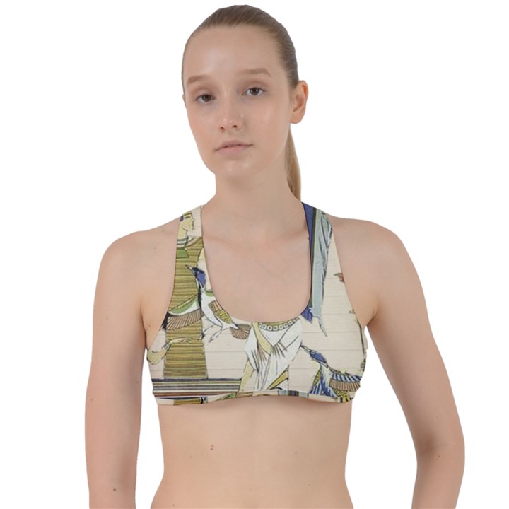 Egyptian Paper Woman Dress Design Criss Cross Racerback Sports Bra