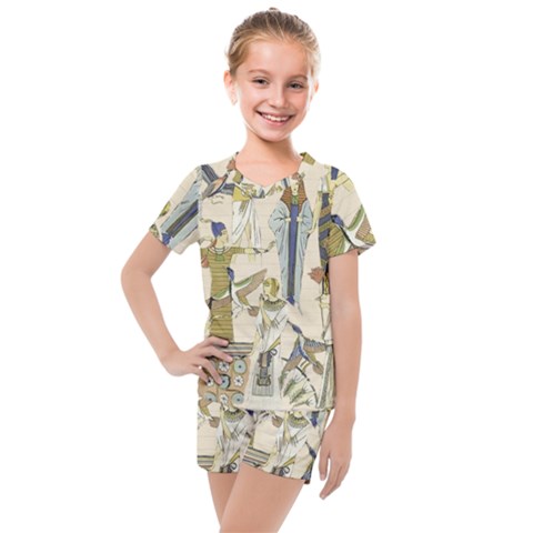 Egyptian Paper Woman Dress Design Kids  Mesh T-shirt And Shorts Set by Proyonanggan