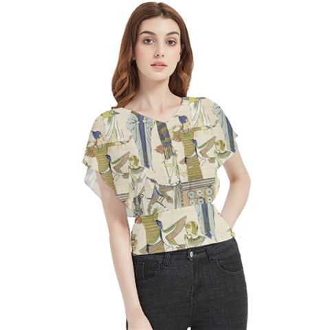 Egyptian Paper Woman Dress Design Butterfly Chiffon Blouse by Proyonanggan