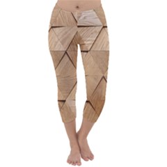 Wooden Triangles Texture, Wooden Wooden Capri Winter Leggings  by nateshop