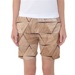 Wooden Triangles Texture, Wooden Wooden Women s Basketball Shorts