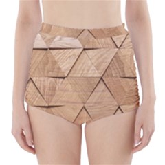 Wooden Triangles Texture, Wooden Wooden High-waisted Bikini Bottoms by nateshop