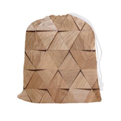 Wooden Triangles Texture, Wooden Wooden Drawstring Pouch (2xl) by nateshop