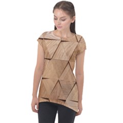 Wooden Triangles Texture, Wooden Wooden Cap Sleeve High Low Top by nateshop