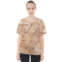 Wooden Triangles Texture, Wooden Wooden V-neck Dolman Drape Top by nateshop