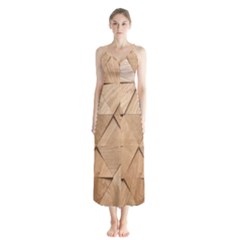 Wooden Triangles Texture, Wooden Wooden Button Up Chiffon Maxi Dress by nateshop