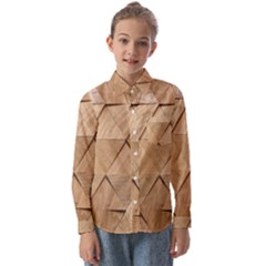 Wooden Triangles Texture, Wooden Wooden Kids  Long Sleeve Shirt by nateshop