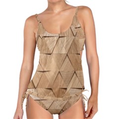 Wooden Triangles Texture, Wooden Wooden Tankini Set by nateshop