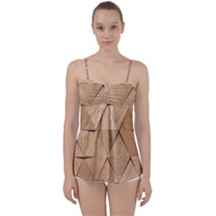 Wooden Triangles Texture, Wooden Wooden Babydoll Tankini Top by nateshop