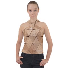 Wooden Triangles Texture, Wooden Wooden Cross Neck Velour Top by nateshop