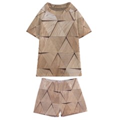 Wooden Triangles Texture, Wooden Wooden Kids  Swim T-shirt And Shorts Set by nateshop