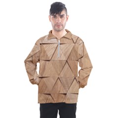 Wooden Triangles Texture, Wooden Wooden Men s Half Zip Pullover