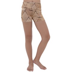 Wooden Triangles Texture, Wooden Wooden Kids  Lightweight Velour Yoga Shorts by nateshop