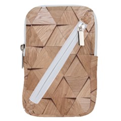 Wooden Triangles Texture, Wooden Wooden Belt Pouch Bag (large) by nateshop