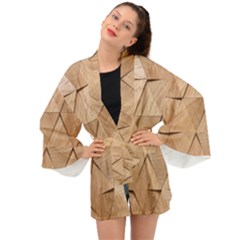 Wooden Triangles Texture, Wooden Wooden Long Sleeve Kimono by nateshop