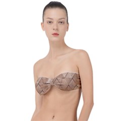 Wooden Triangles Texture, Wooden Wooden Classic Bandeau Bikini Top 