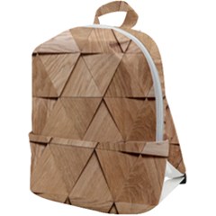 Wooden Triangles Texture, Wooden Wooden Zip Up Backpack by nateshop