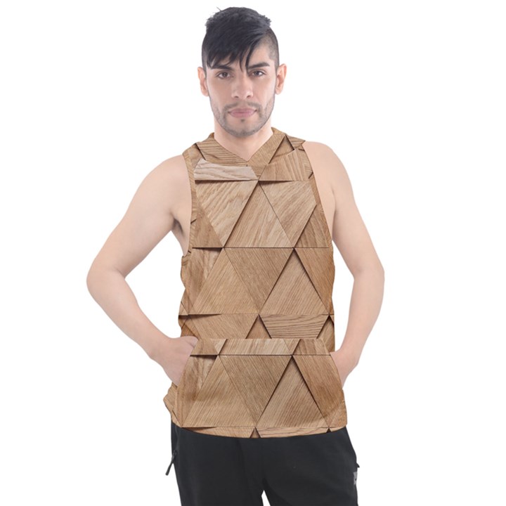 Wooden Triangles Texture, Wooden Wooden Men s Sleeveless Hoodie