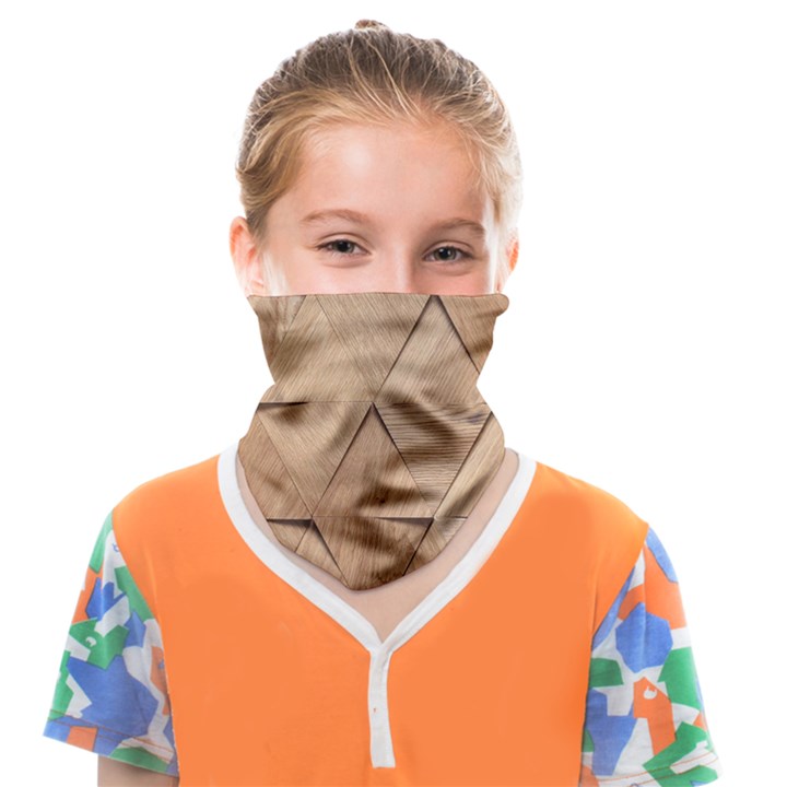 Wooden Triangles Texture, Wooden Wooden Face Covering Bandana (Kids)