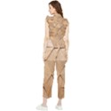 Wooden Triangles Texture, Wooden Wooden Women s Frill Top Chiffon Jumpsuit View2