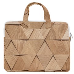 Wooden Triangles Texture, Wooden Wooden Macbook Pro 16  Double Pocket Laptop Bag  by nateshop