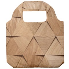 Wooden Triangles Texture, Wooden Wooden Foldable Grocery Recycle Bag by nateshop