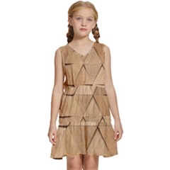 Wooden Triangles Texture, Wooden Wooden Kids  Sleeveless Tiered Mini Dress by nateshop