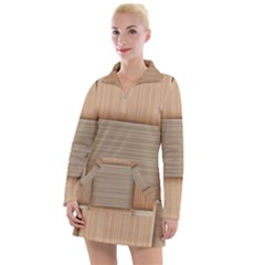 Wooden Wickerwork Textures, Square Patterns, Vector Women s Long Sleeve Casual Dress by nateshop