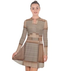 Wooden Wickerwork Textures, Square Patterns, Vector Long Sleeve Panel Dress by nateshop