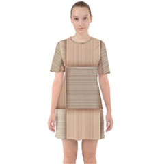 Wooden Wickerwork Textures, Square Patterns, Vector Sixties Short Sleeve Mini Dress by nateshop