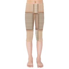 Wooden Wickerwork Textures, Square Patterns, Vector Kids  Capri Leggings 