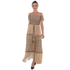 Wooden Wickerwork Textures, Square Patterns, Vector Off Shoulder Open Front Chiffon Dress by nateshop