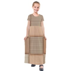 Wooden Wickerwork Textures, Square Patterns, Vector Kids  Short Sleeve Maxi Dress by nateshop