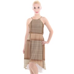 Wooden Wickerwork Textures, Square Patterns, Vector High-low Halter Chiffon Dress  by nateshop