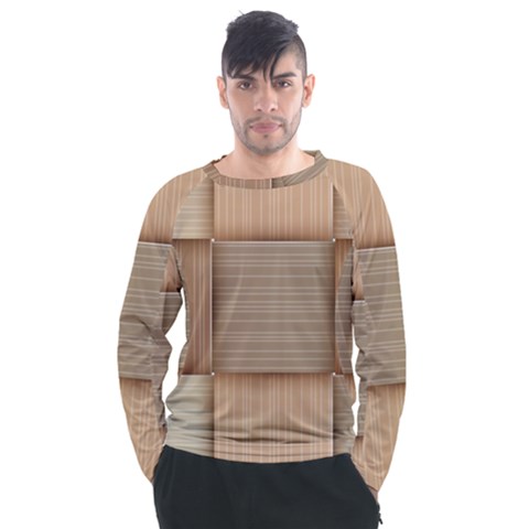 Wooden Wickerwork Textures, Square Patterns, Vector Men s Long Sleeve Raglan T-shirt by nateshop